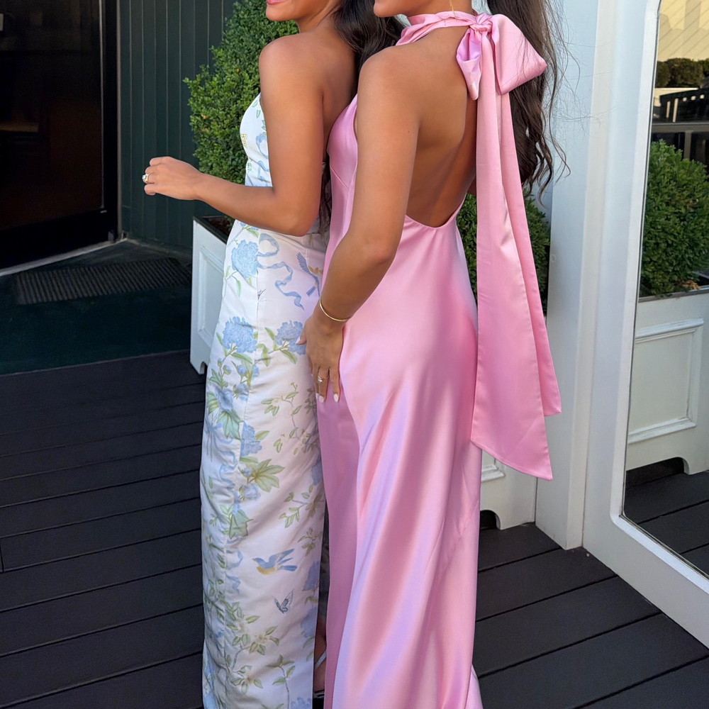 Mumu Lisa Maxi Dress in Light Pink Luxe Satin - Picture 6 of 6